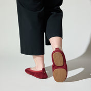 Samara Foldable Ballet Flat in Burgundy Suede