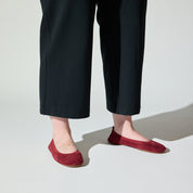 Samara Foldable Ballet Flat in Burgundy Suede