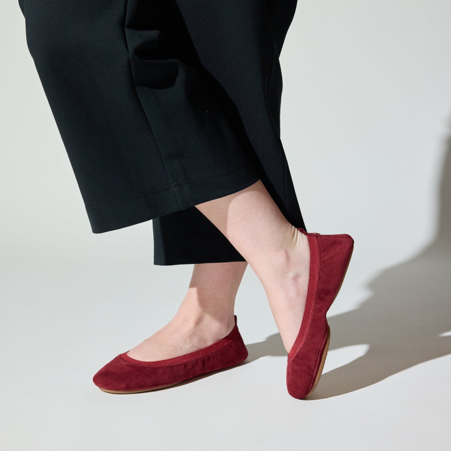 Samara Foldable Ballet Flat in Burgundy Suede