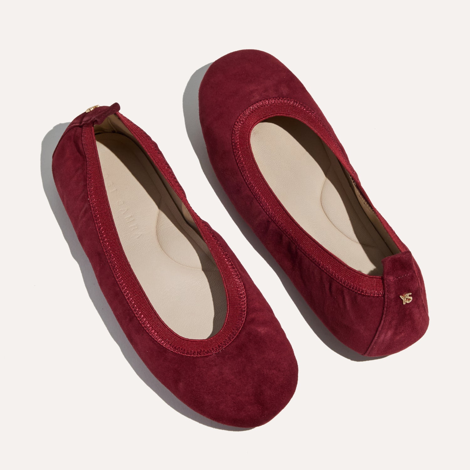 Samara Foldable Ballet Flat in Burgundy Suede