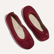 Samara Foldable Ballet Flat in Burgundy Suede