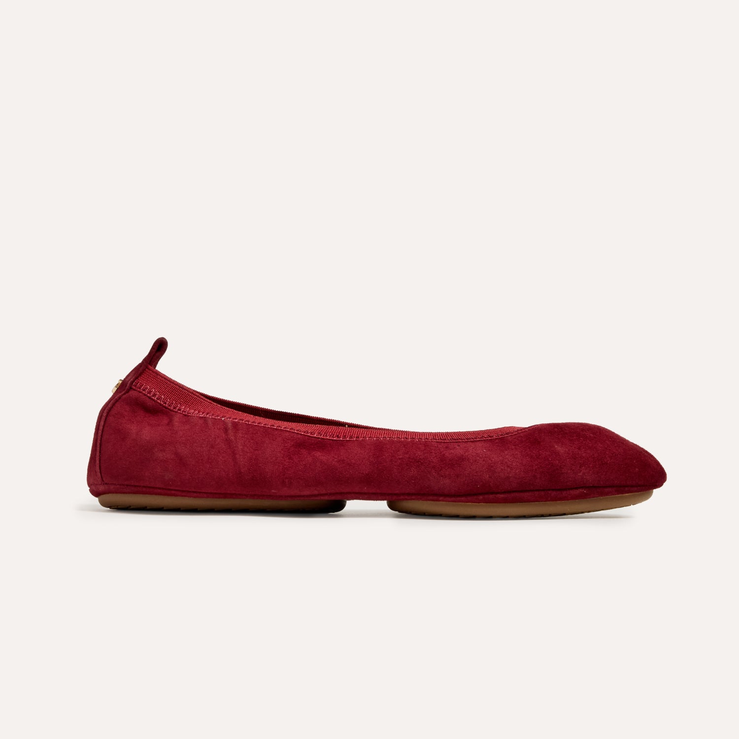 Samara Foldable Ballet Flat in Burgundy Suede