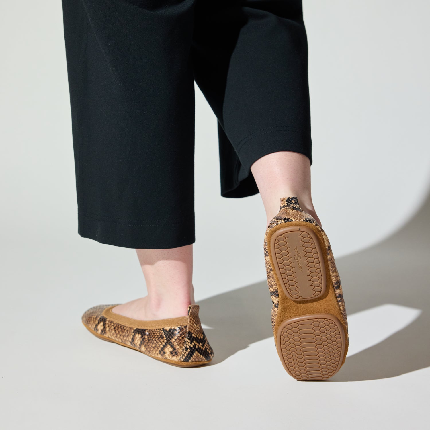 SAMARA FOLDABLE BALLET FLAT IN CHOCOLATE SNAKE