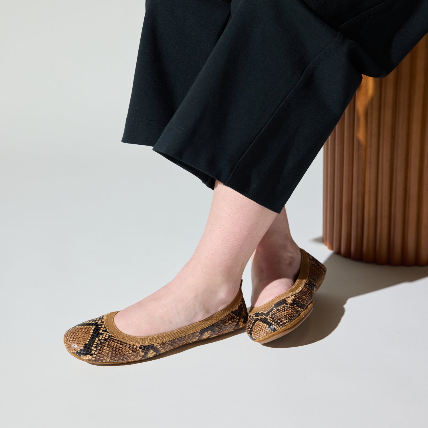 SAMARA FOLDABLE BALLET FLAT IN CHOCOLATE SNAKE