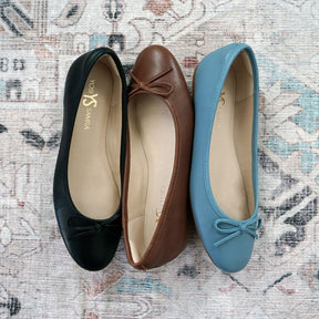 Sadie Ballet Flat in Aqua Nappa Leather