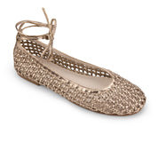 Yosi Samra Sadie Ballet Flat in Gold Hand Woven Women's Shoe