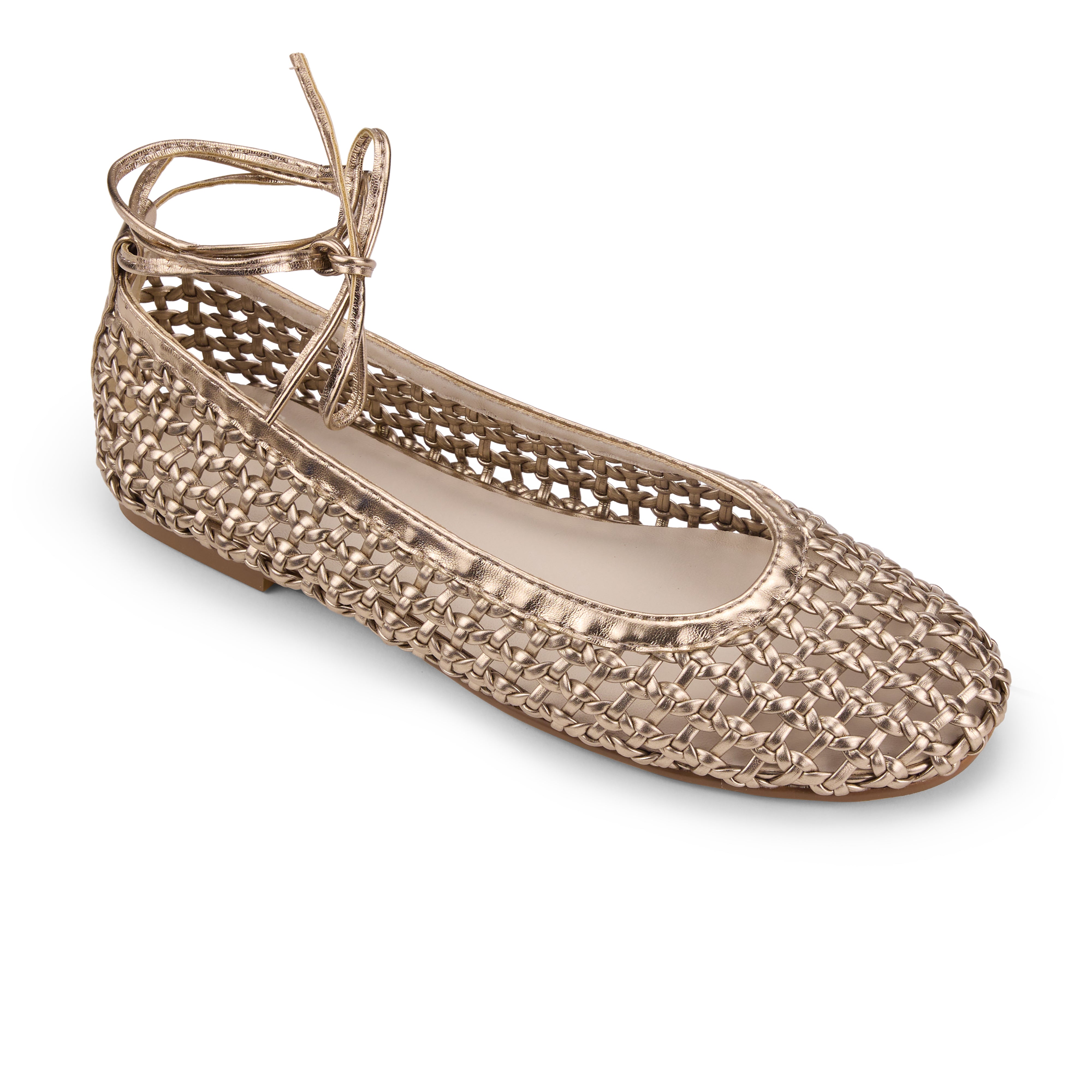 Yosi Samra Sadie Ballet Flat in Gold Hand Woven Women's Shoe