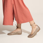 Yosi Samra Sadie Ballet Flat in Gold Hand Woven Women's Shoe