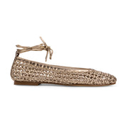 Yosi Samra Sadie Ballet Flat in Gold Hand Woven Women's Shoe