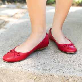 Sadie Ballet Flat in Red Nappa Leather