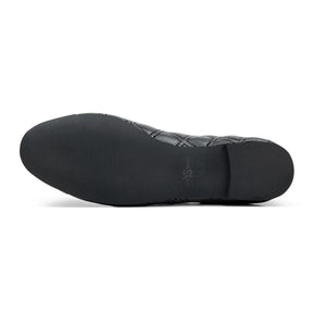 Sadie Quilted Ballet Flat in Black Leather