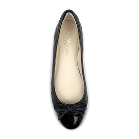 Sadie Quilted Ballet Flat in Black Leather