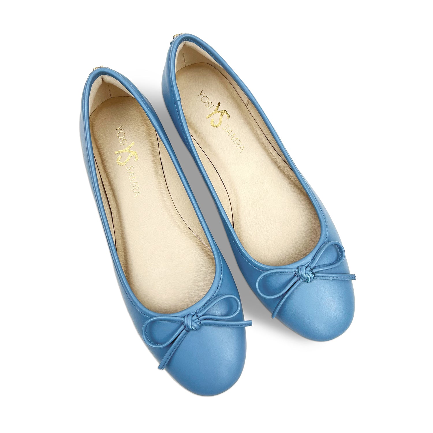 Sadie Ballet Flat in Aqua Nappa Leather