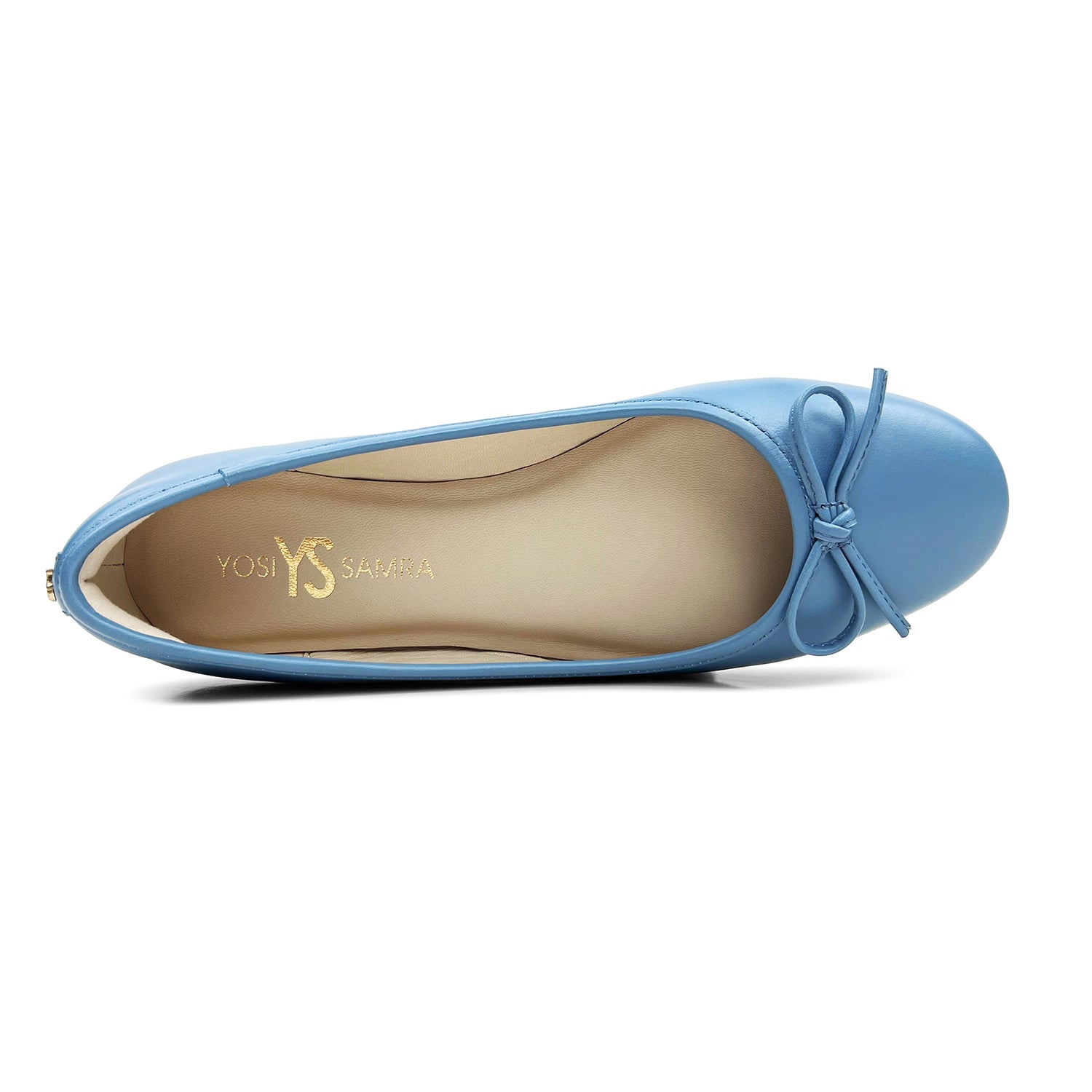 Sadie Ballet Flat in Aqua Nappa Leather
