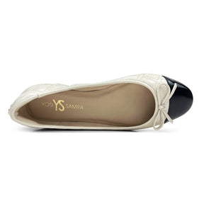 Sadie Quilted Ballet Flat in Bone Leather