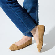 Sage Ballet Flat in Camel Suede