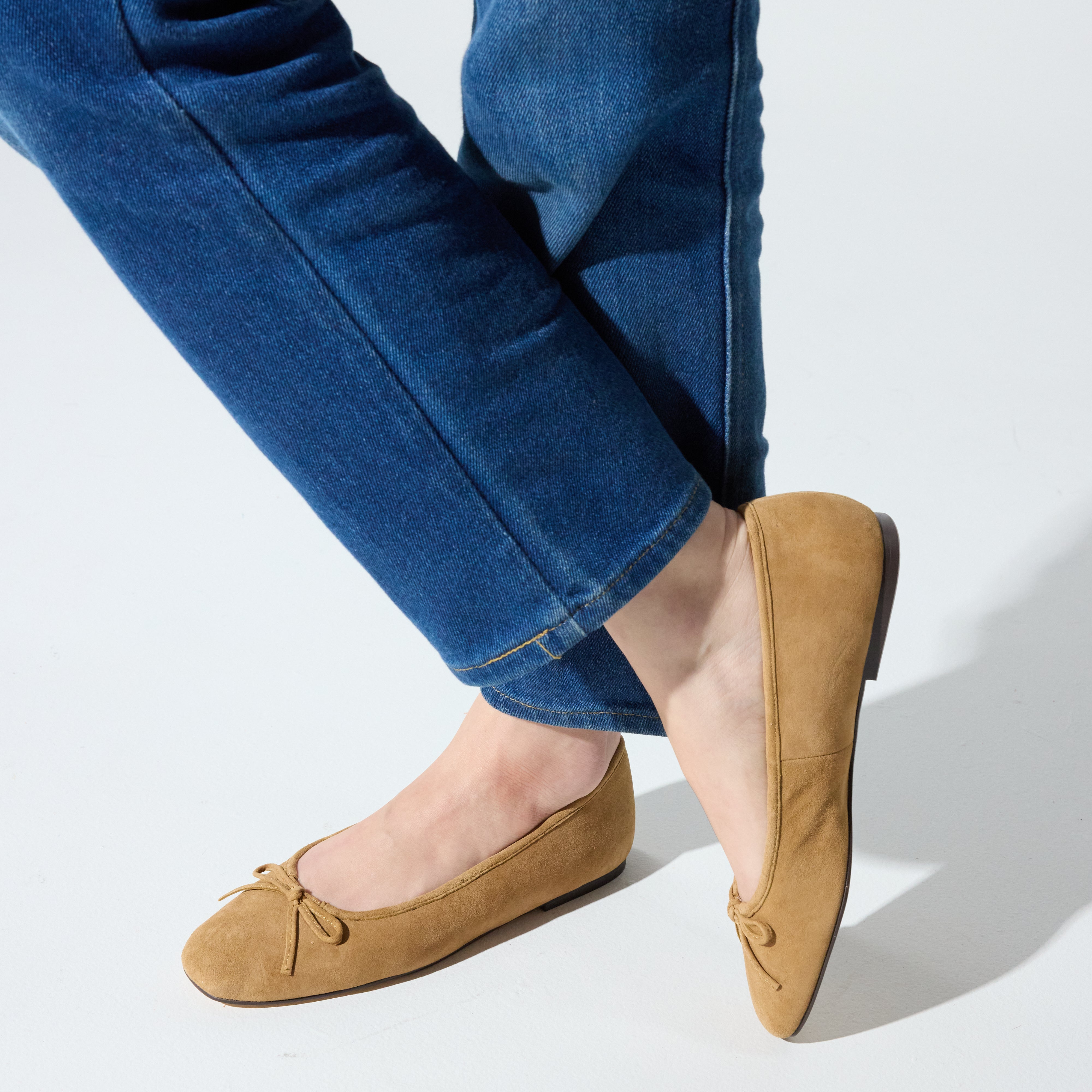 Sage Ballet Flat in Camel Suede