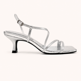 Salina Heel in Silver Metallic Croc