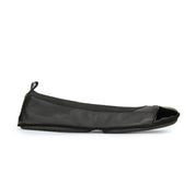 Samantha Foldable Ballet Flat in Black Leather - Yosi Samra  - Women's Flats