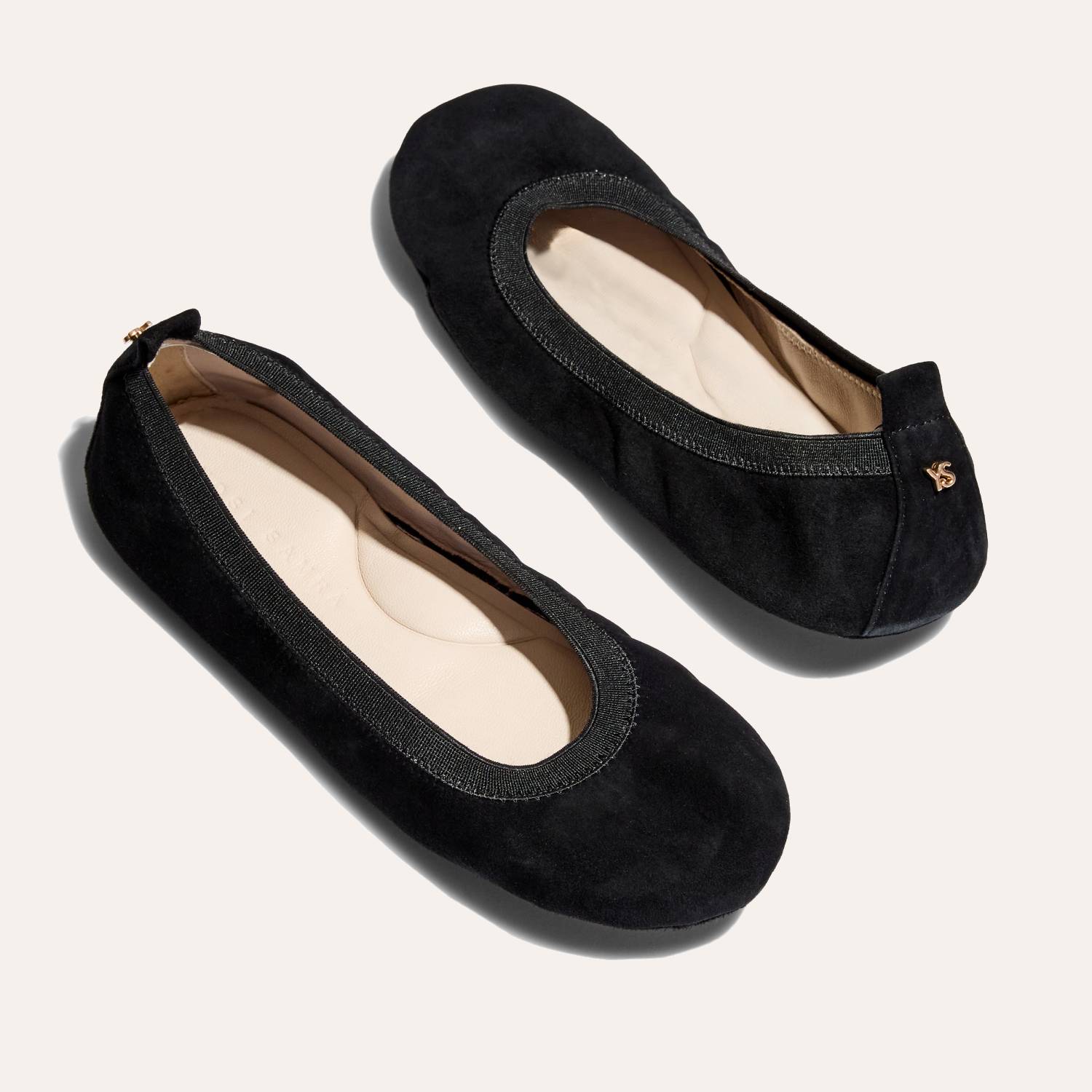 Samara Foldable Ballet Flat in Black Suede - Yosi Samra  - Women's Flats