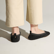 Samara Foldable Ballet Flat in Black Suede - Yosi Samra  - Women's Flats