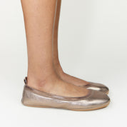 Samara Foldable Ballet Flat in Bronze Leather - Yosi Samra  - Women's Flats