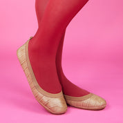 Samara Foldable Ballet Flat in Brown Croc Leather - Yosi Samra  - Women's Flats