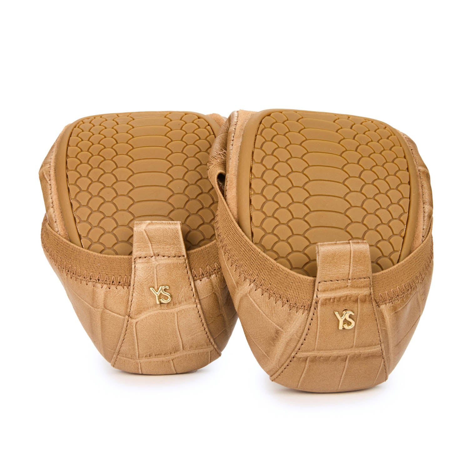 Samara Foldable Ballet Flat in Brown Croc Leather
