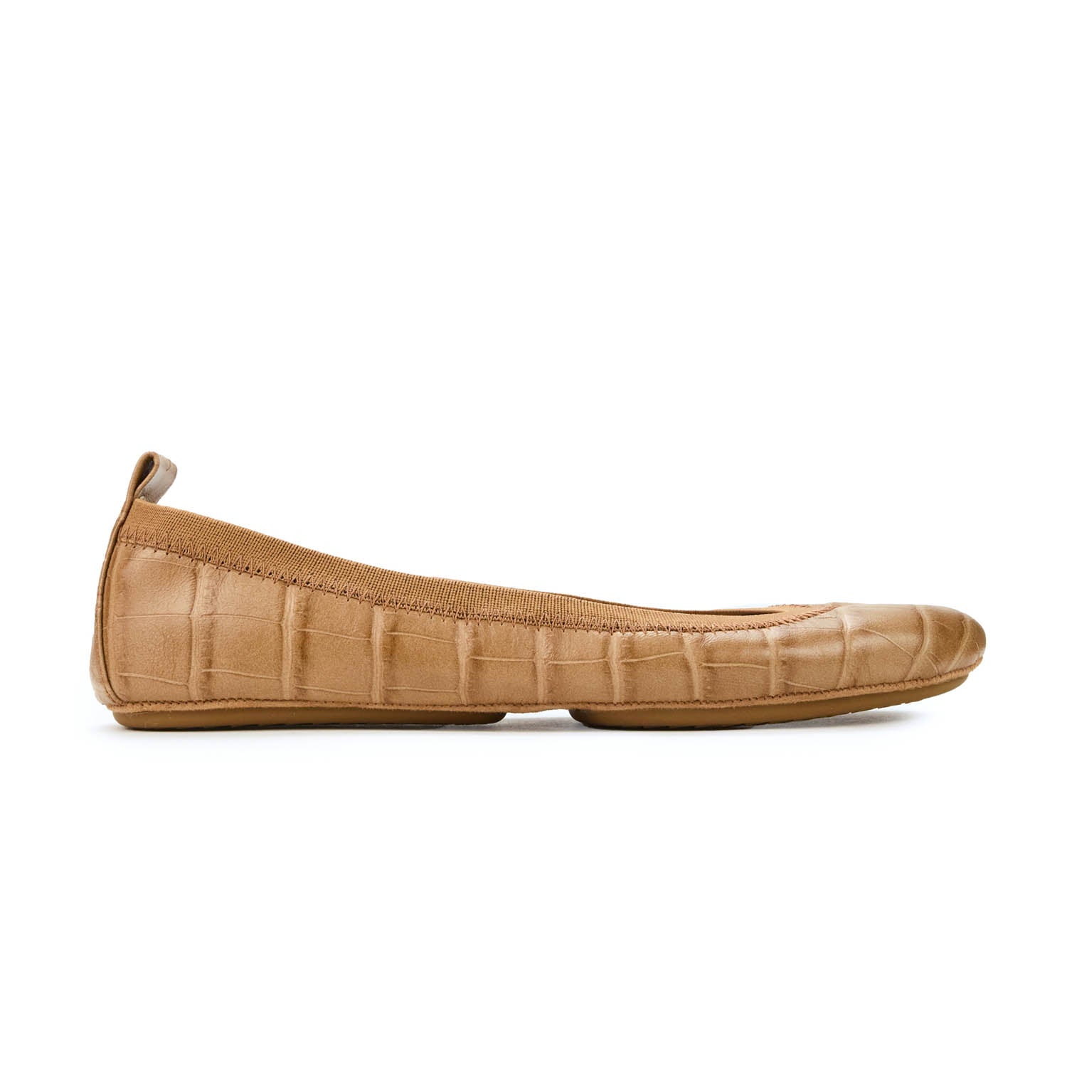 Samara Foldable Ballet Flat in Brown Croc Leather - Yosi Samra  - Women's Flats