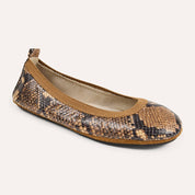 Samara Foldable Ballet Flat in Chocolate Snake
