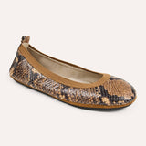 Samara Foldable Ballet Flat in Chocolate Snake