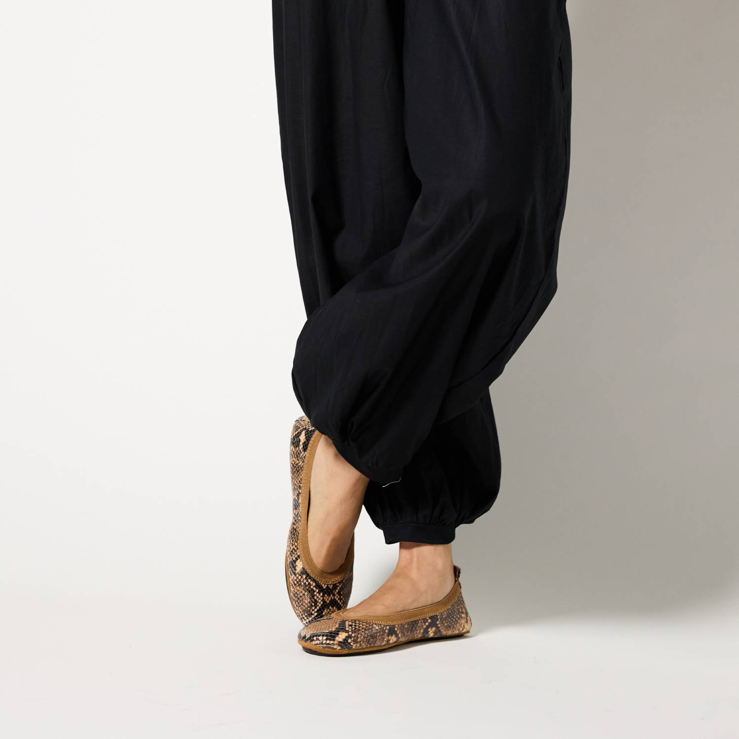 Samara Foldable Ballet Flat in Chocolate Snake