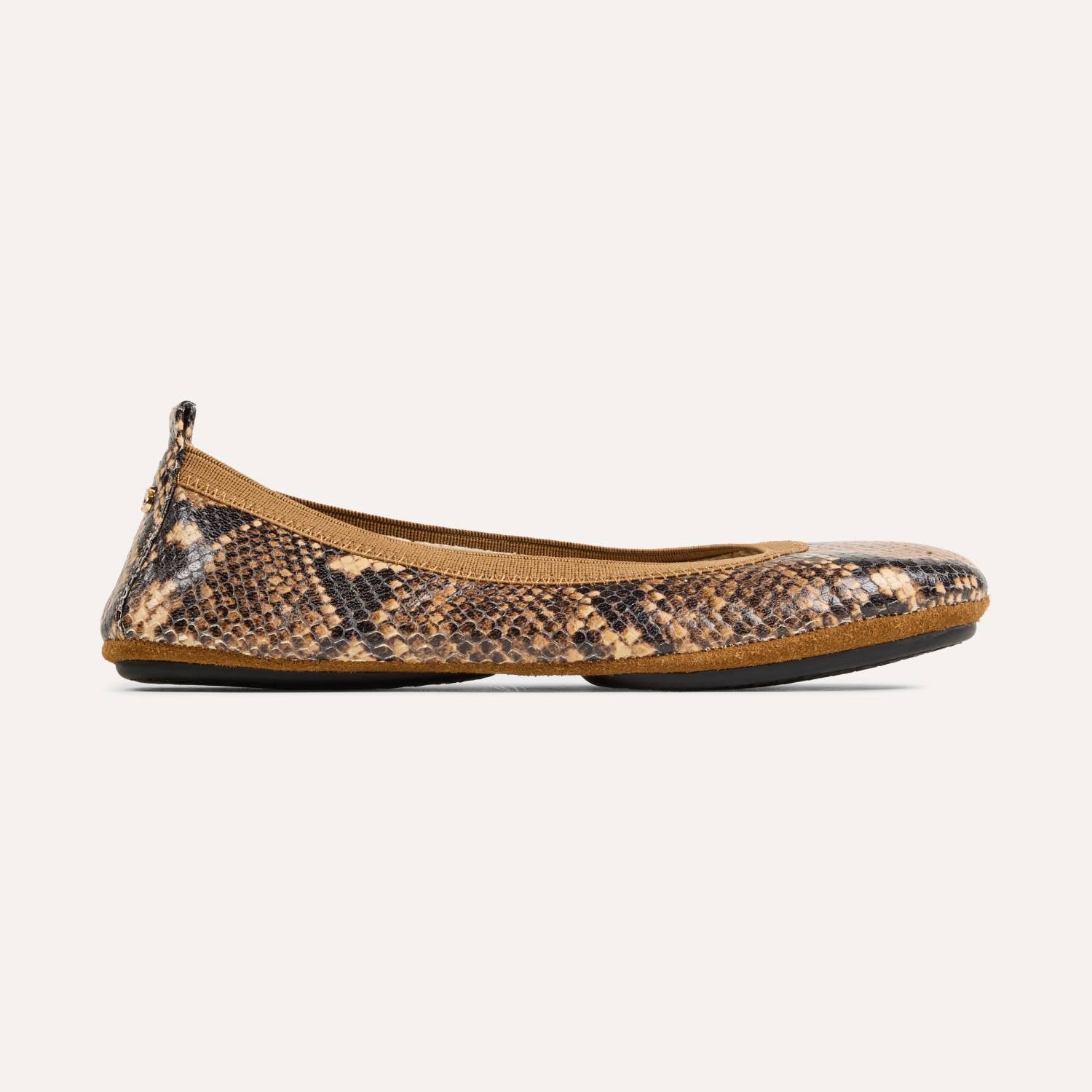Samara Foldable Ballet Flat in Chocolate Snake