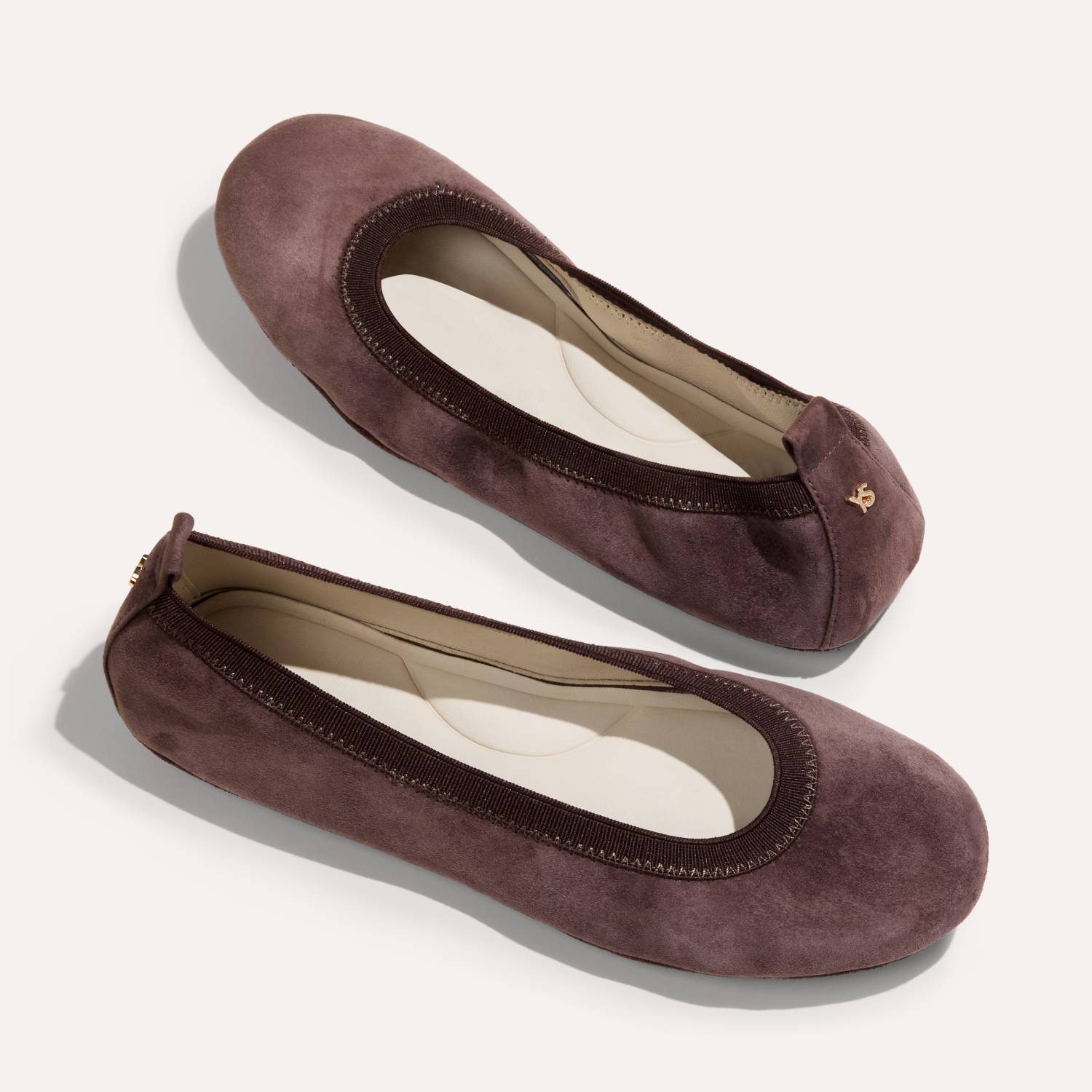 Samara Foldable Ballet Flat in Chocolate Suede