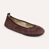 Samara Foldable Ballet Flat in Chocolate Suede