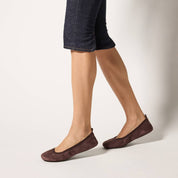Samara Foldable Ballet Flat in Chocolate Suede