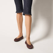 Samara Foldable Ballet Flat in Chocolate Suede