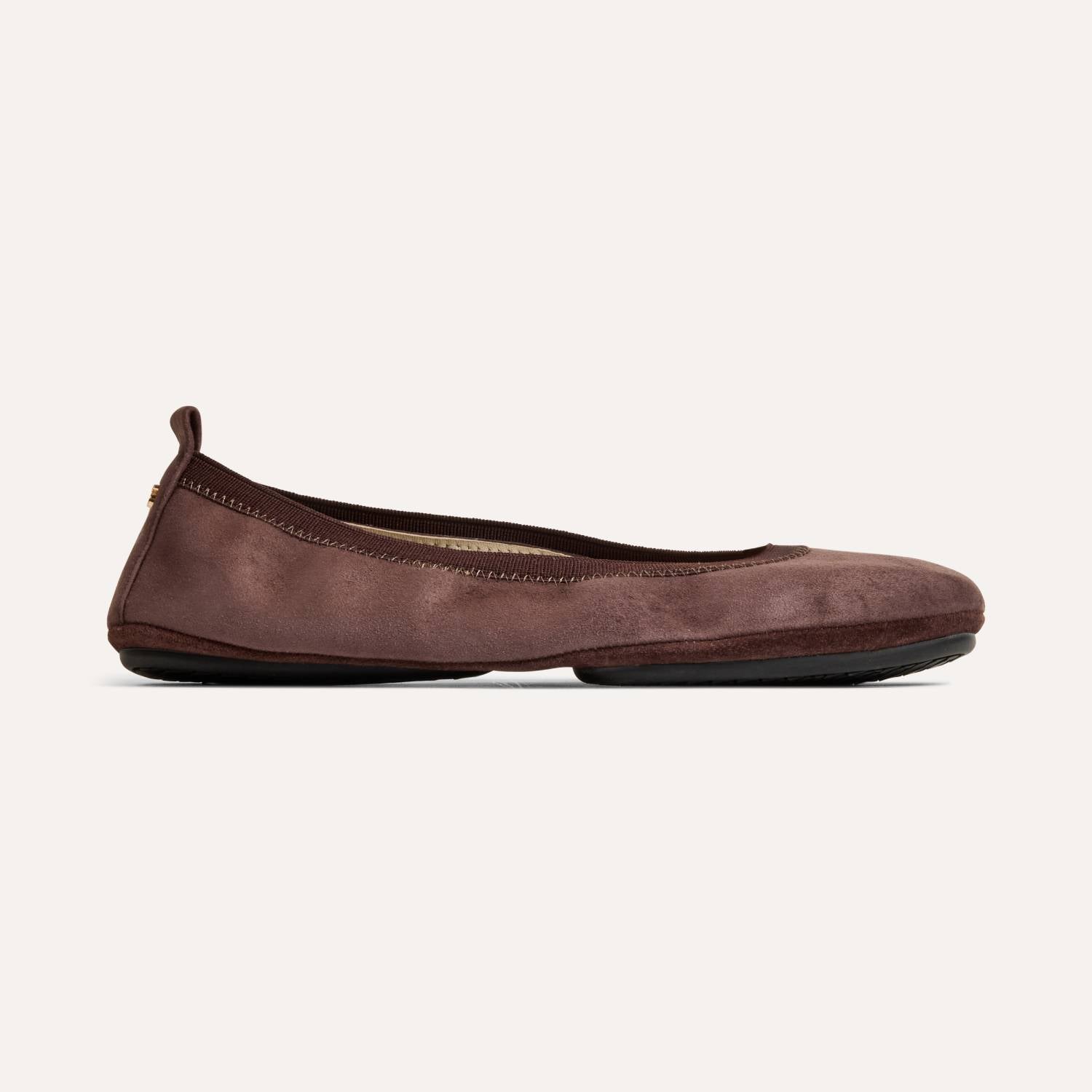Samara Foldable Ballet Flat in Chocolate Suede