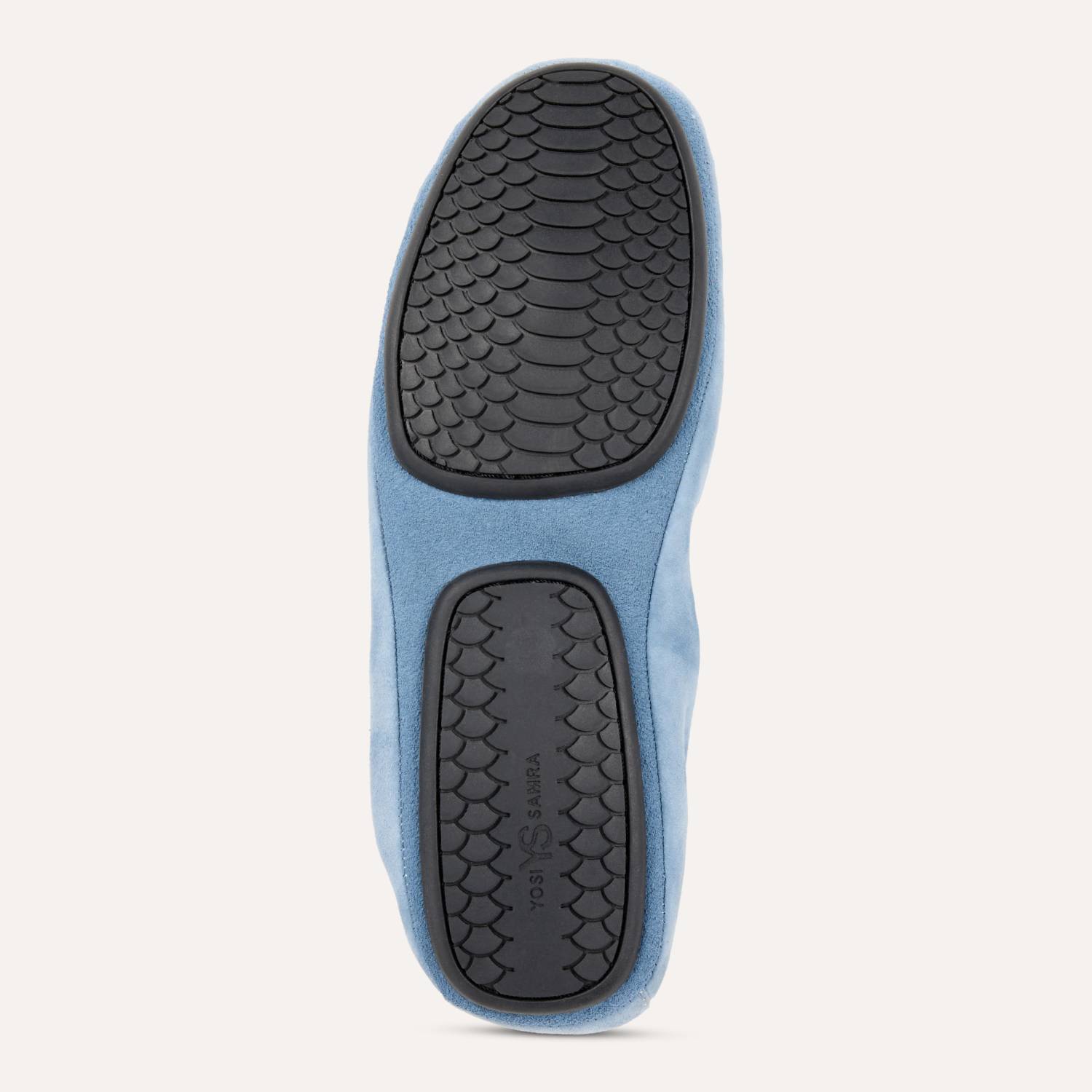 Samara Foldable Ballet Flat in Dusty Blue Suede
