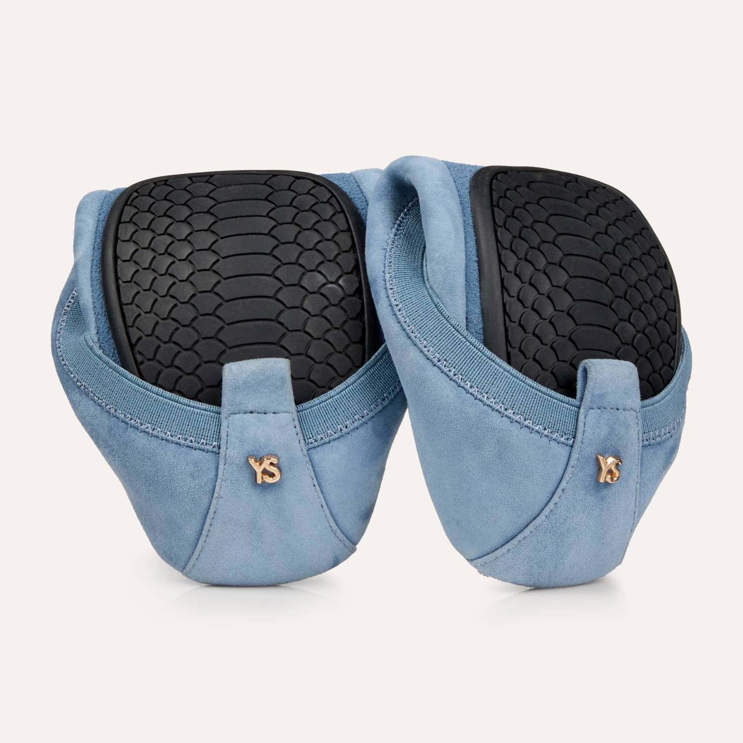 Samara Foldable Ballet Flat in Dusty Blue Suede