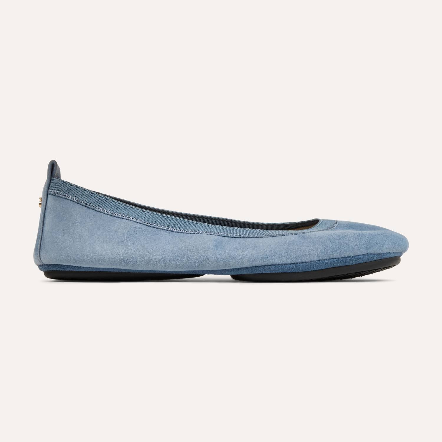 Samara Foldable Ballet Flat in Dusty Blue Suede