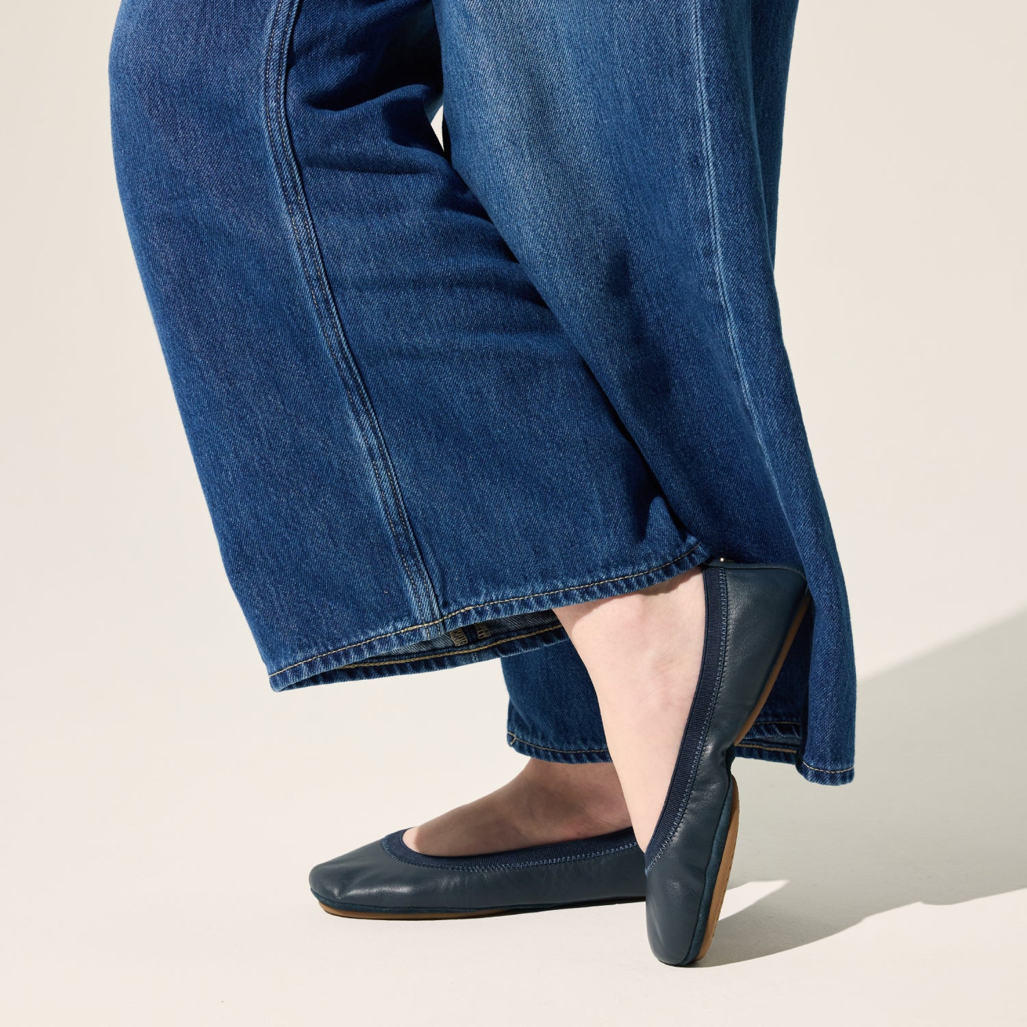 Samara Foldable Ballet Flat in Deep Navy Leather - Yosi Samra  - Women's Flats