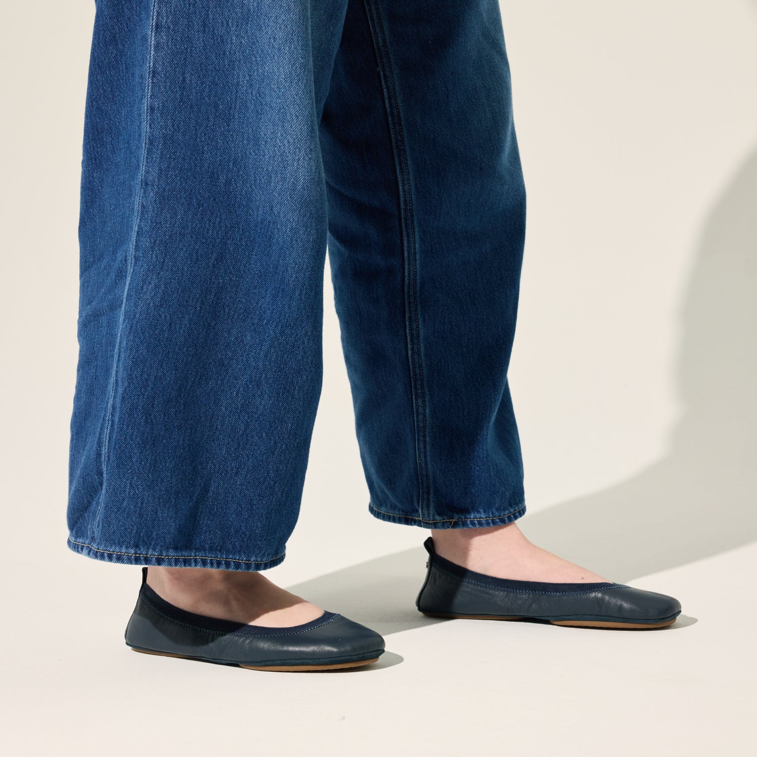 Samara Foldable Ballet Flat in Deep Navy Leather - Yosi Samra  - Women's Flats