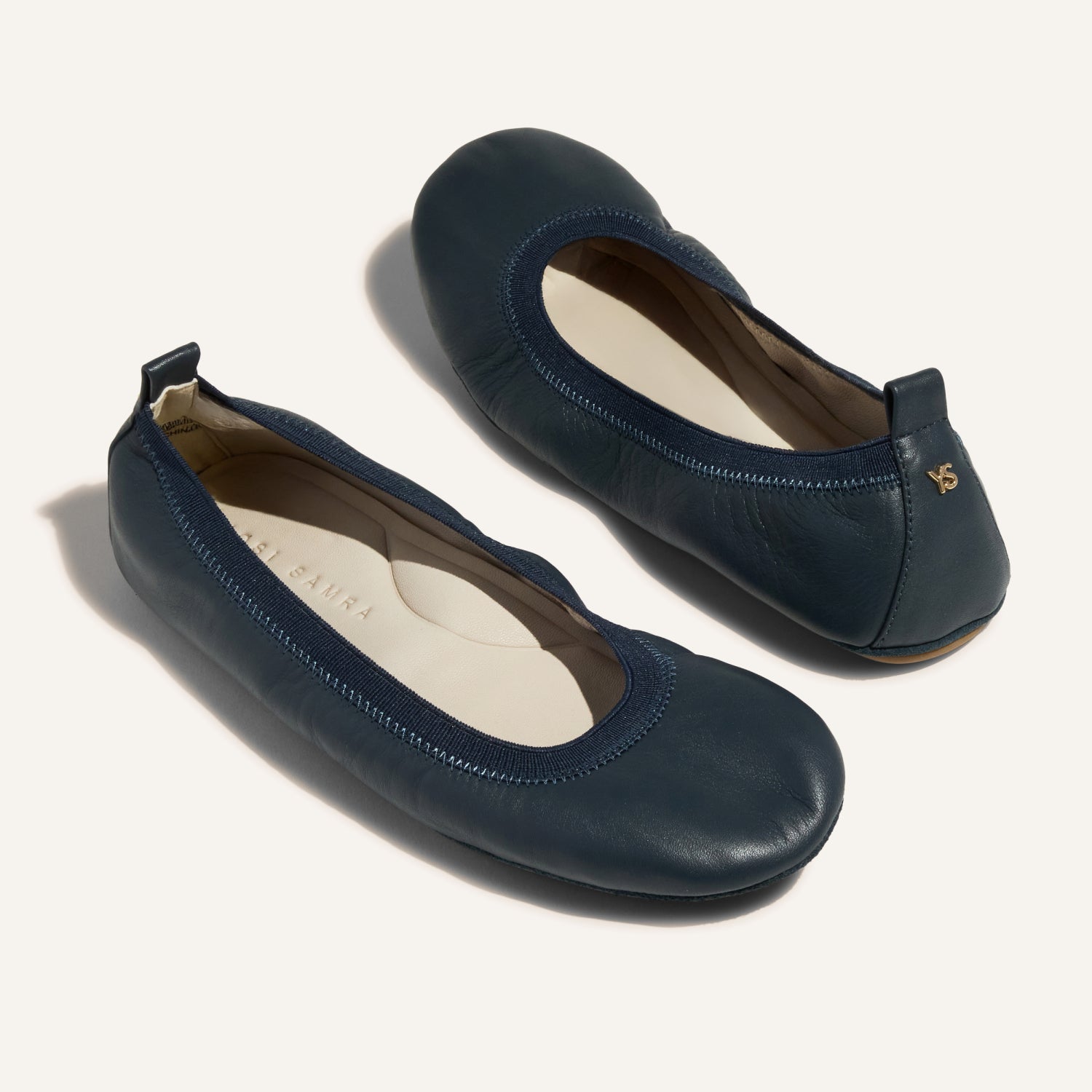 Samara Foldable Ballet Flat in Deep Navy Leather - Yosi Samra  - Women's Flats