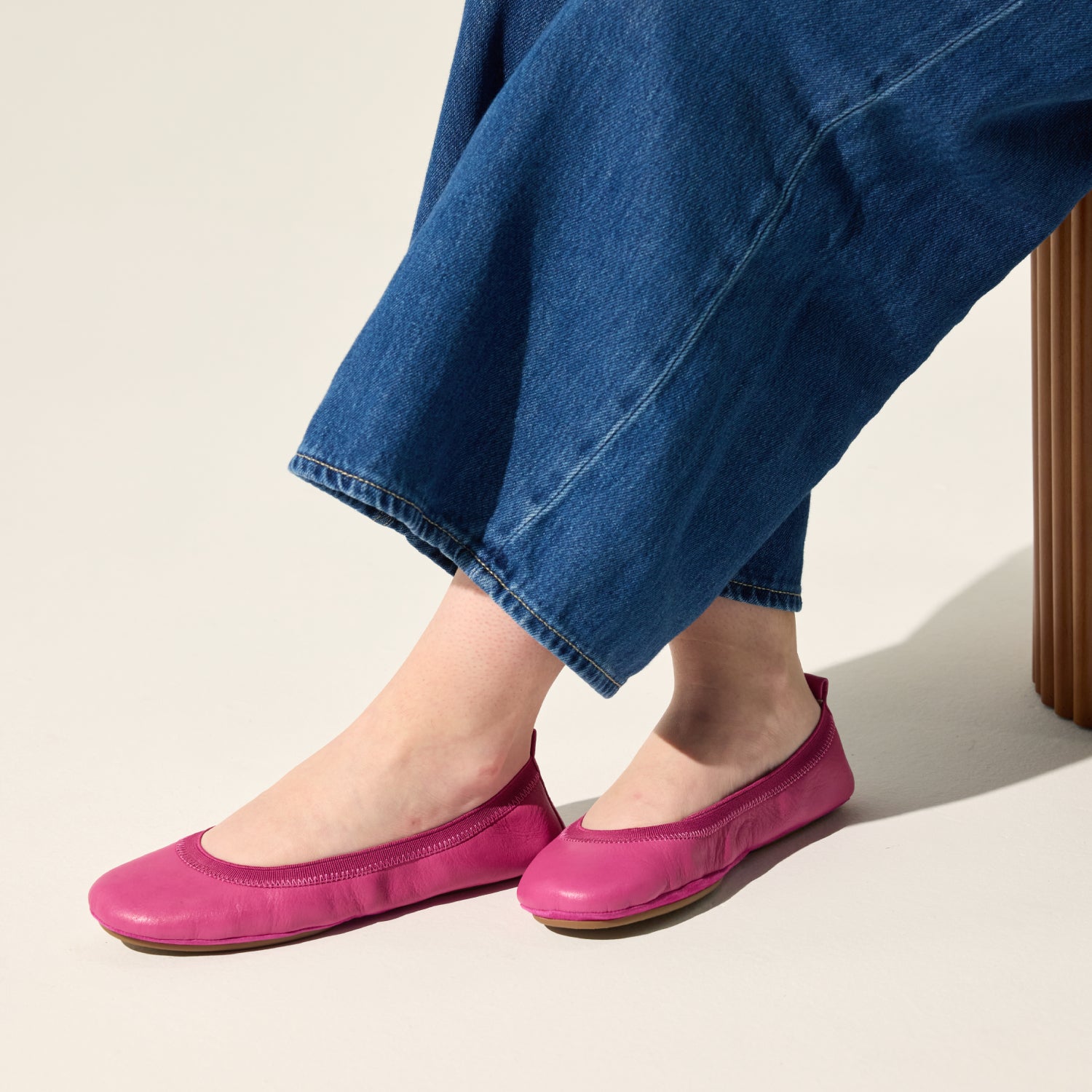 Samara Foldable Ballet Flat in Hibiscus Leather - Yosi Samra  - Women's Flats