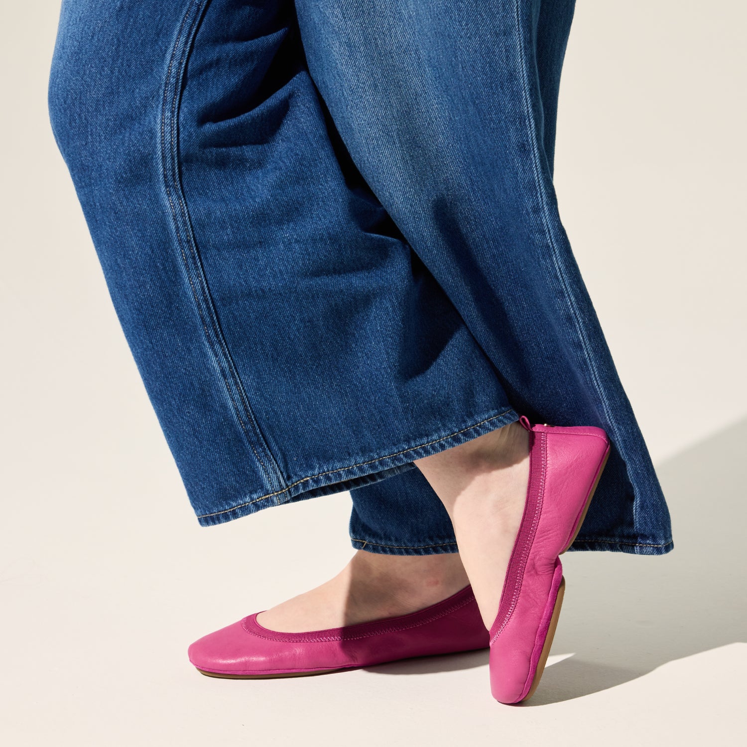 Samara Foldable Ballet Flat in Hibiscus Leather - Yosi Samra  - Women's Flats