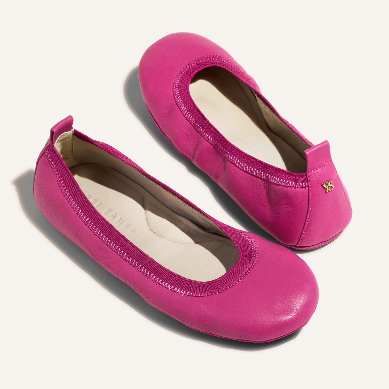 Samara Foldable Ballet Flat in Hibiscus Leather - Yosi Samra  - Women's Flats