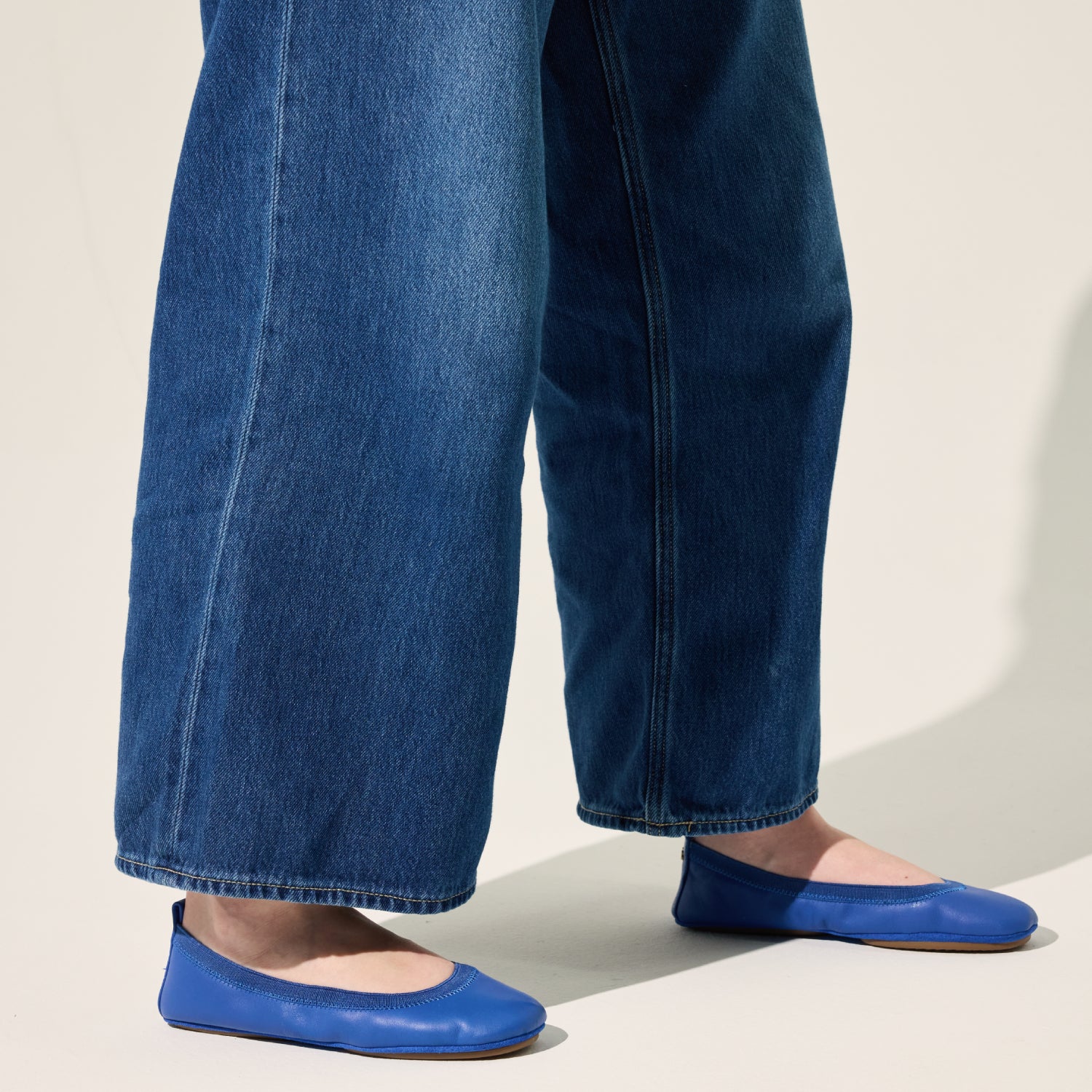 Samara Foldable Ballet Flat in Lapis Blue Leather - Yosi Samra  - Women's Flats
