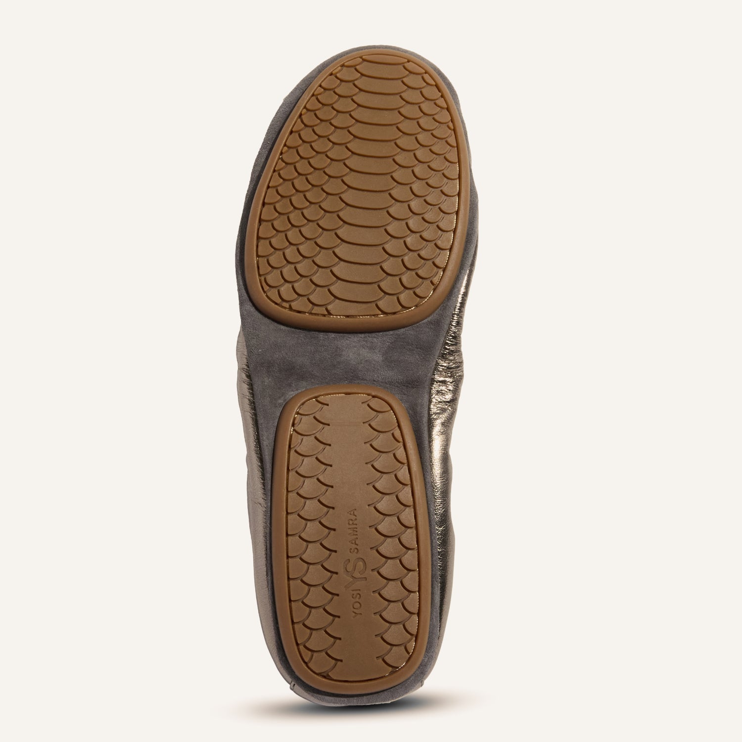 Samara Foldable Ballet Flat in Pewter Leather - Yosi Samra  - Women's Flats