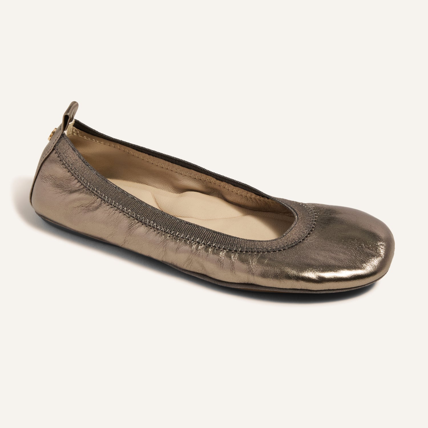 Samara Foldable Ballet Flat in Pewter Leather